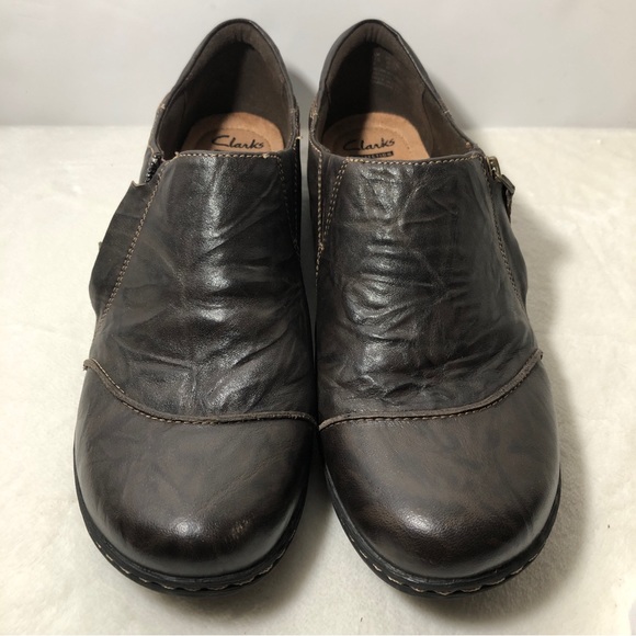 Clarks Collection Shoes Women 10W Soft Cushion Brown Tooled Leather SlipOn Flats - Picture 11 of 11